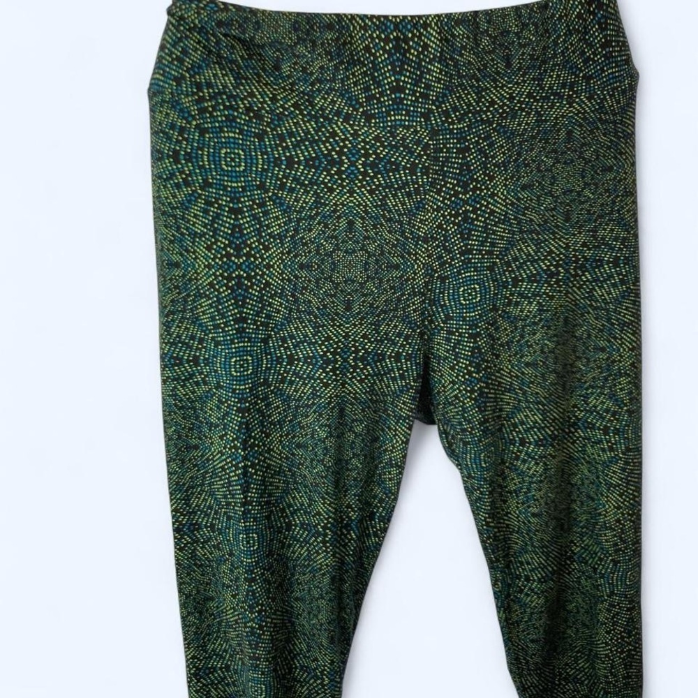 Green and blue patterned leggings #leggings S/M unbranded